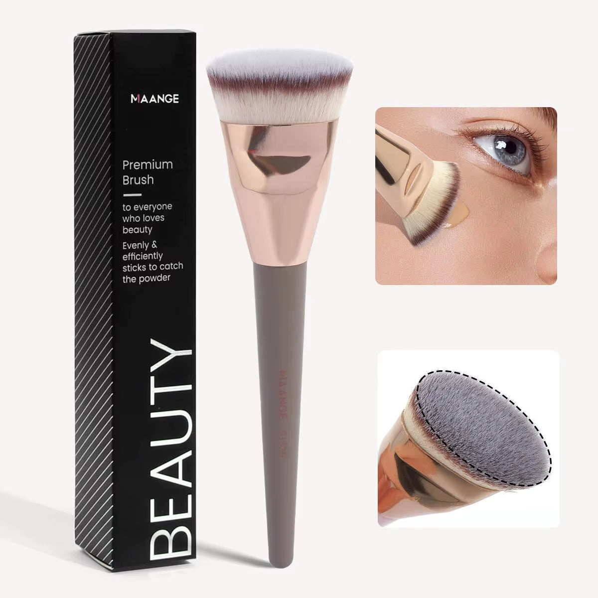 Single Flat round Tube Flat Head Foundation Brush with Box Powder Blush Concealer Makeup Brush Skin-Friendly Makeup Tool