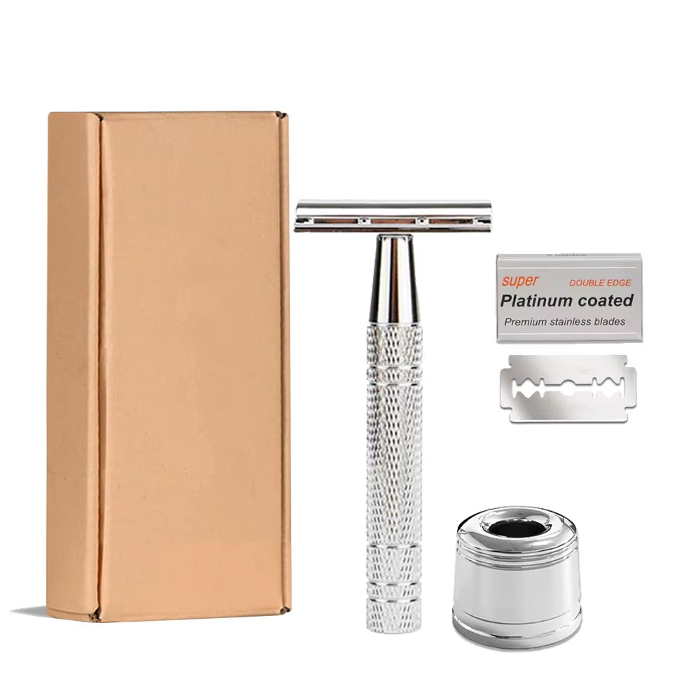 06TS Double Edge Safety Razor Popular Manual Wet Shaving Classical Shaver for Men & Women with 5 Platinum Blade