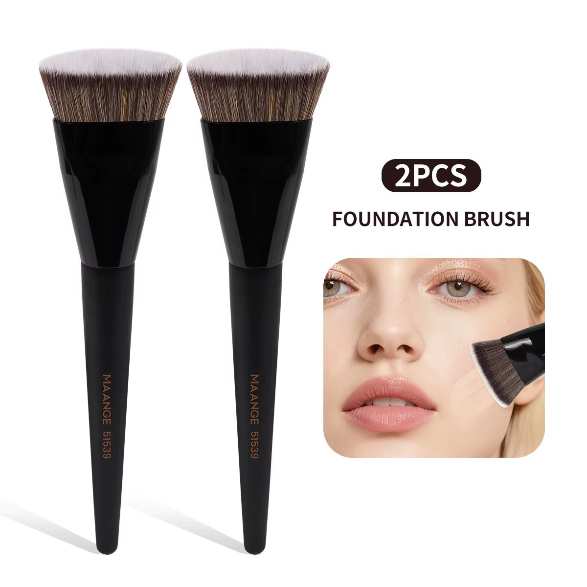 Single Flat round Tube Flat Head Foundation Brush with Box Powder Blush Concealer Makeup Brush Skin-Friendly Makeup Tool