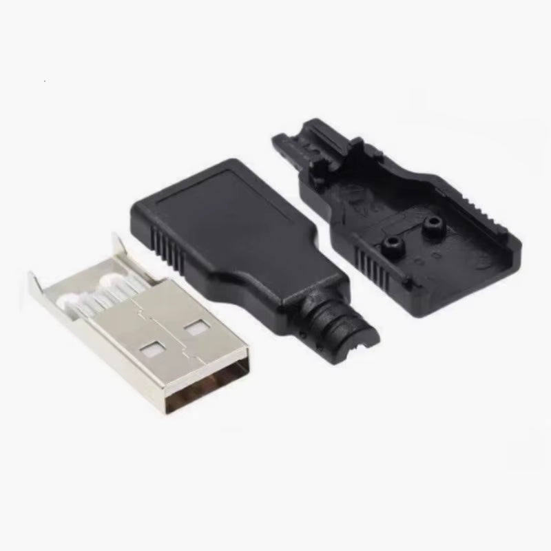 10Pcs Type a Male Female USB 4Pin Socket Connector with Black Plastic Cover