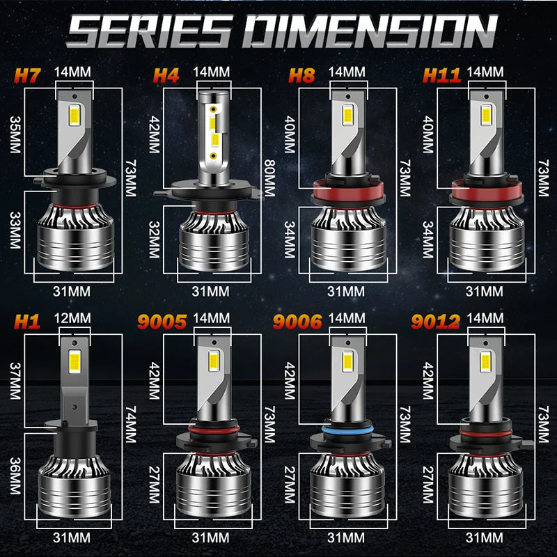 Dualvision 2PCS Car Lights H7 H4 H1 9006 H11 9005 Super Bright LED Headlights High Low Beam Fog Light Bulb White 6000K 12V