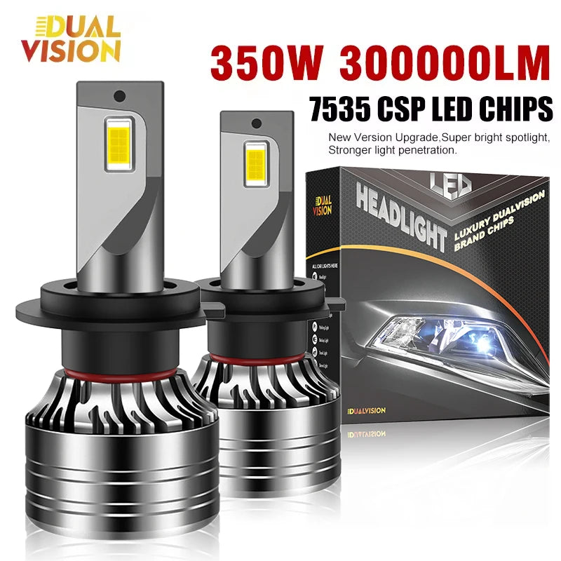 Dualvision 2PCS Car Lights H7 H4 H1 9006 H11 9005 Super Bright LED Headlights High Low Beam Fog Light Bulb White 6000K 12V
