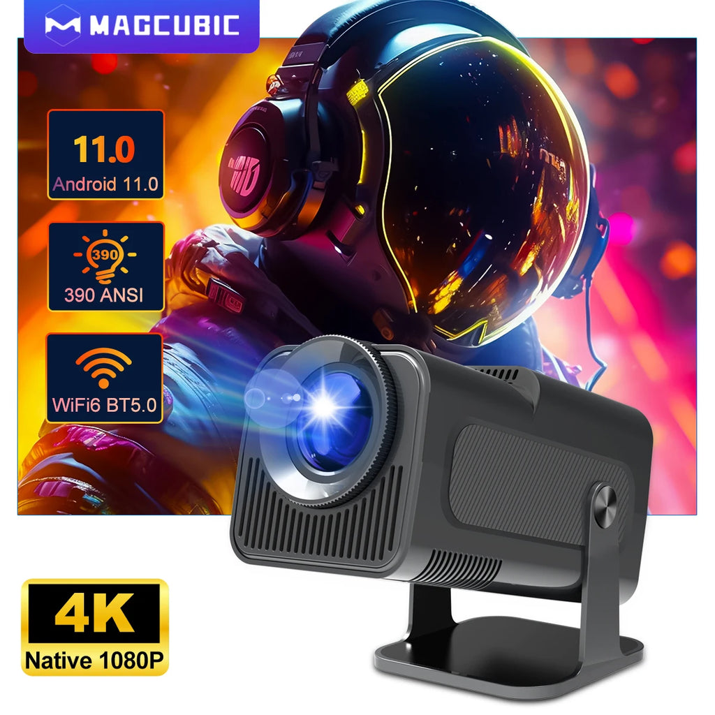 Experience Cinematic Brilliance with the 4K Android 11 Portable Projector - Native 1080P, 390 ANSI, Dual Wifi6 & BT5.0!