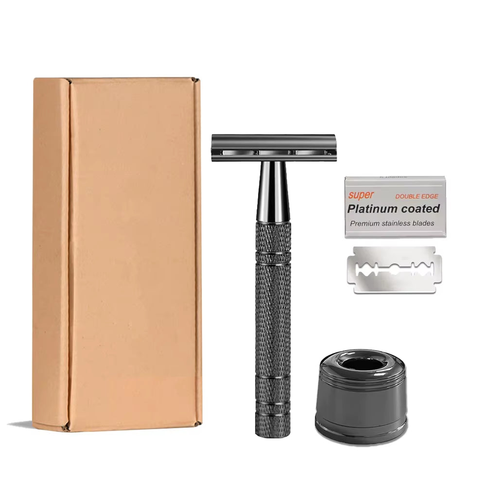 06TS Double Edge Safety Razor Popular Manual Wet Shaving Classical Shaver for Men & Women with 5 Platinum Blade