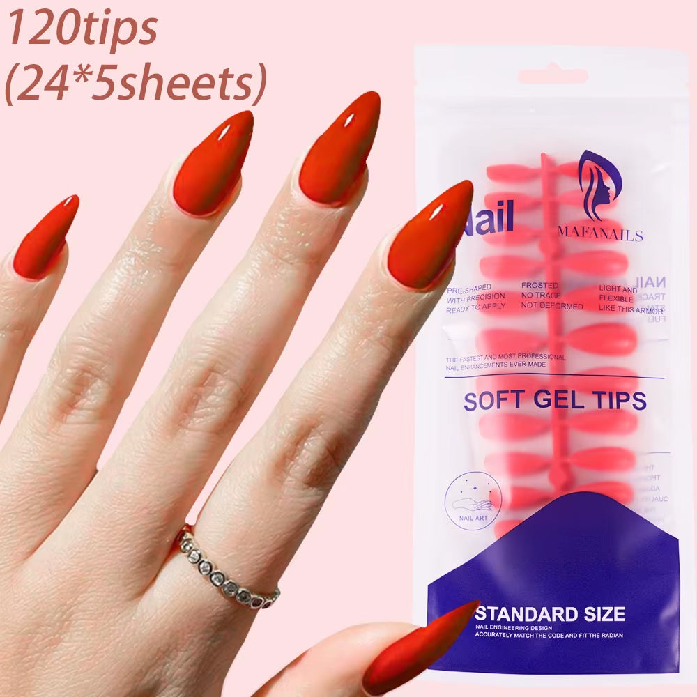 120Pcs Medium Long Square Acrylic French Fake Nails Full Cover Wearable French Press on Nails for Women Mixed Size False Nails