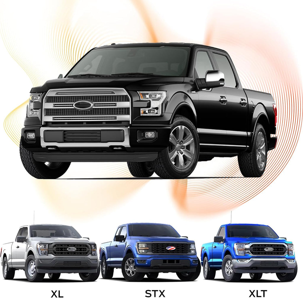 Silver American Flag Tailgate Emblem for Ford F150, F250, F350 - 9 Inch Aluminum Oval Overlay for Front Grill and Rear Tailgate