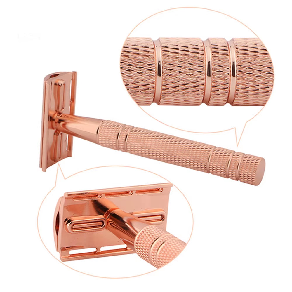 06TS Double Edge Safety Razor Popular Manual Wet Shaving Classical Shaver for Men & Women with 5 Platinum Blade