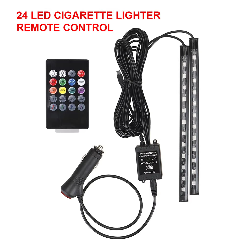 LED Car Foot Light Remote/Voice Control Ambient Lamp Auto Decoration 24/36/48/72 LED Atmosphere Lamp