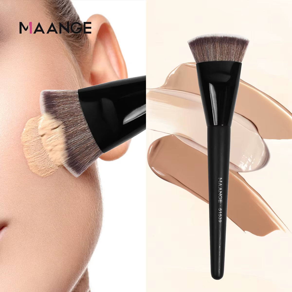 Single Flat round Tube Flat Head Foundation Brush with Box Powder Blush Concealer Makeup Brush Skin-Friendly Makeup Tool