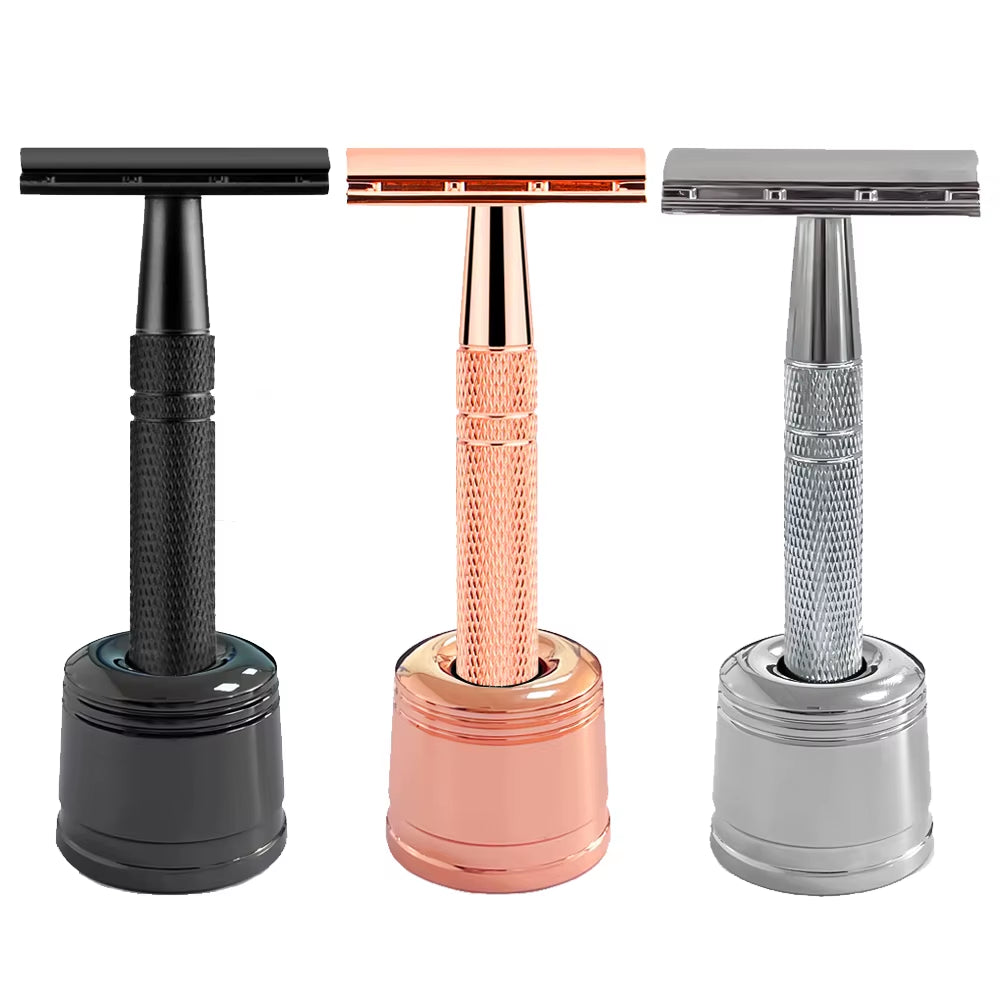 06TS Double Edge Safety Razor Popular Manual Wet Shaving Classical Shaver for Men & Women with 5 Platinum Blade