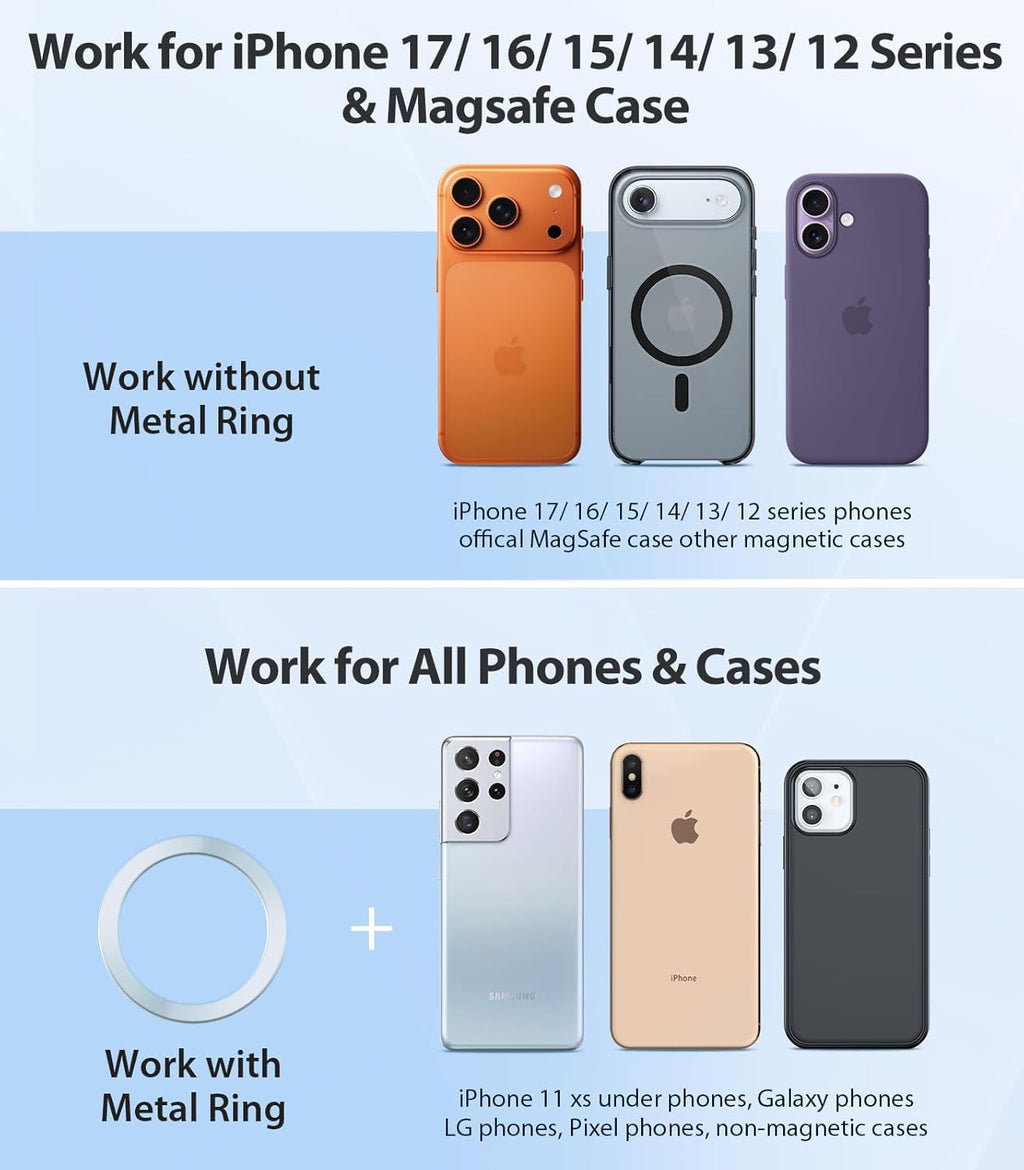 MagSafe Car Mount with Enhanced Magnet Strength - 360 Adjustable Magnetic Phone Holder for iPhone 17 Pro Max, 16, 15, 14, 13, 12, Plus, and Mini