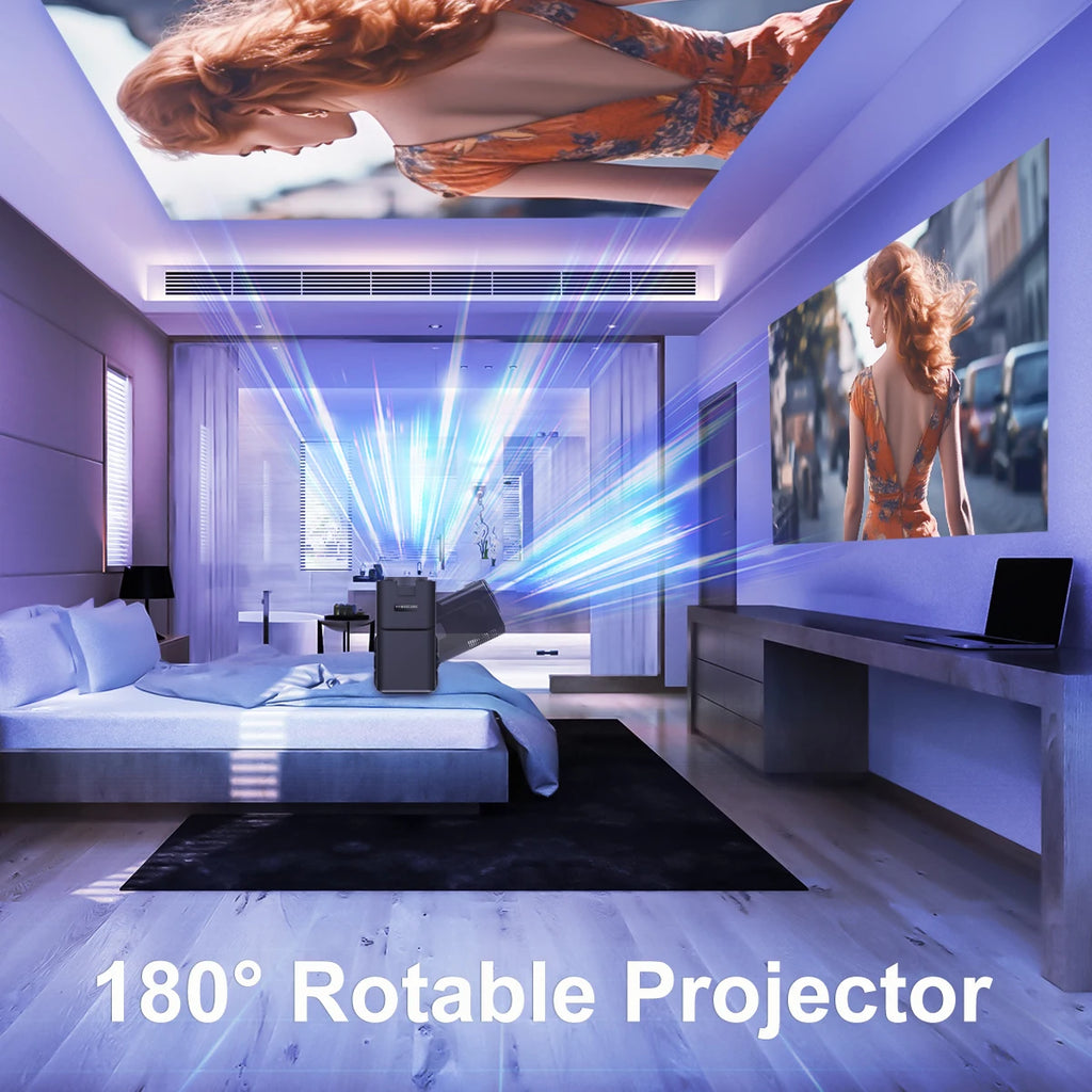 Experience Cinematic Brilliance with the 4K Android 11 Portable Projector - Native 1080P, 390 ANSI, Dual Wifi6 & BT5.0!
