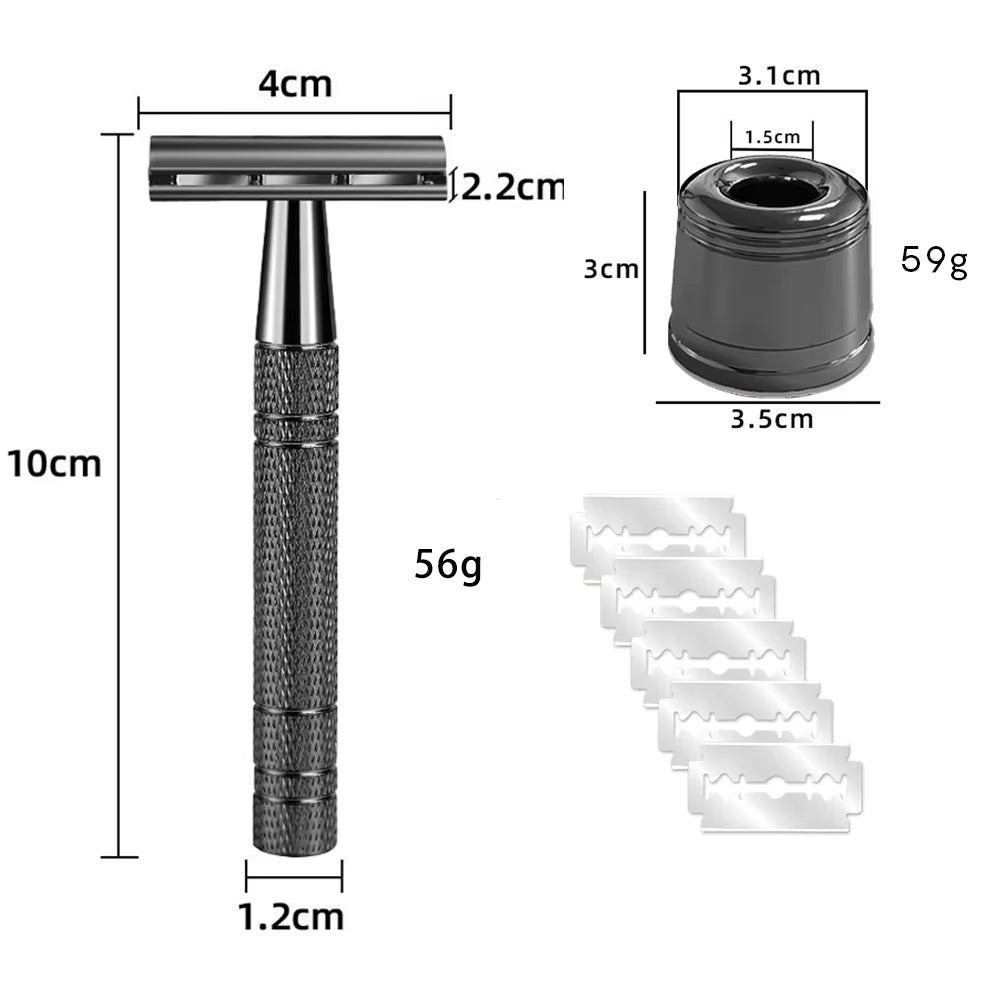 06TS Double Edge Safety Razor Popular Manual Wet Shaving Classical Shaver for Men & Women with 5 Platinum Blade