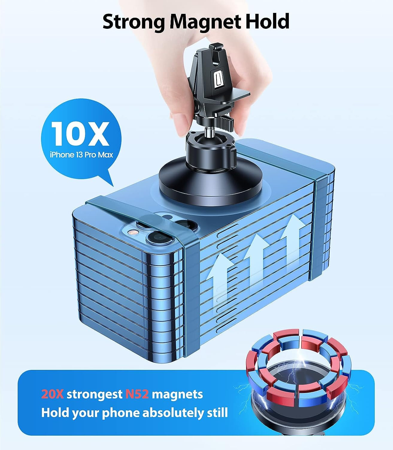 MagSafe Car Mount with Enhanced Magnet Strength - 360 Adjustable Magnetic Phone Holder for iPhone 17 Pro Max, 16, 15, 14, 13, 12, Plus, and Mini