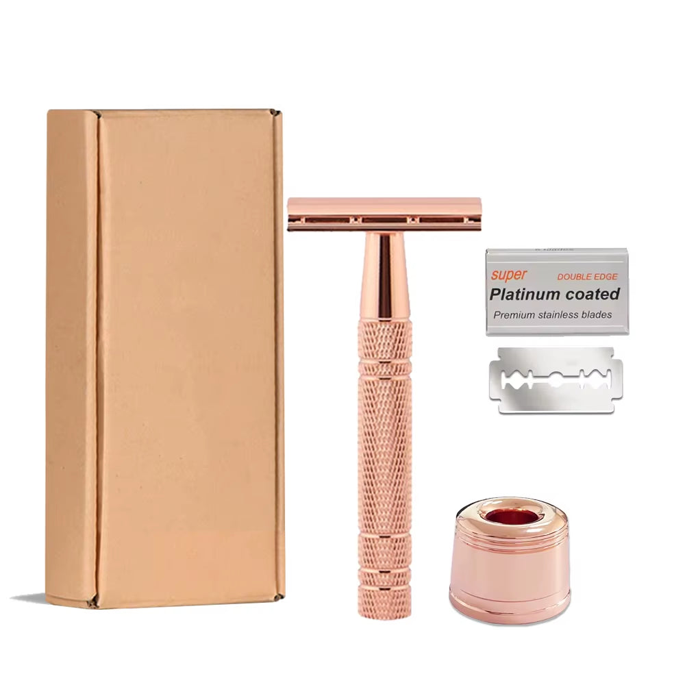 06TS Double Edge Safety Razor Popular Manual Wet Shaving Classical Shaver for Men & Women with 5 Platinum Blade