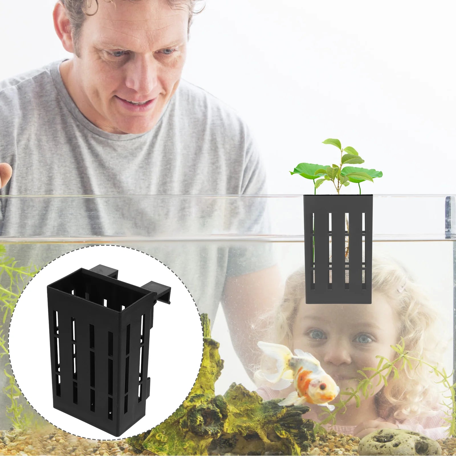 4-Pack Plastic Aquarium Plant Holders for Aquatic Plants with Drainage Holes