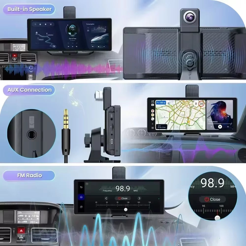 10.26'' Universal Portable Carplay Car Screen Wireless Carplay Screen Wireless Car Stereo Carplay Android Auto Car Touchscreen