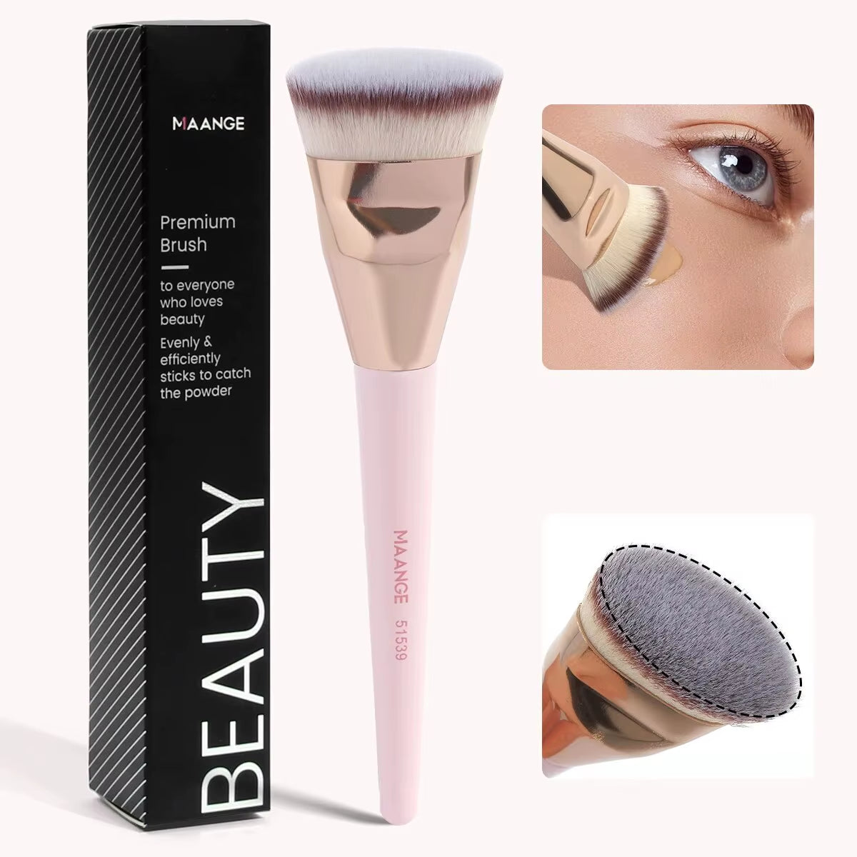 Single Flat round Tube Flat Head Foundation Brush with Box Powder Blush Concealer Makeup Brush Skin-Friendly Makeup Tool