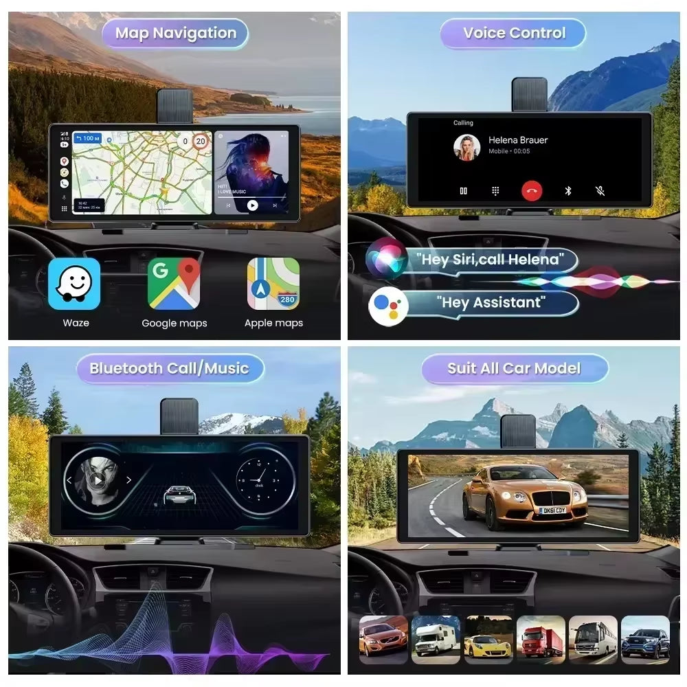 10.26'' Universal Portable Carplay Car Screen Wireless Carplay Screen Wireless Car Stereo Carplay Android Auto Car Touchscreen