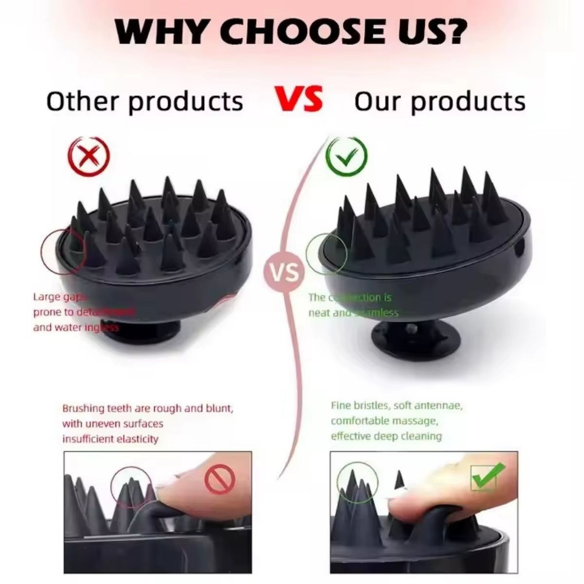 Head Cleansing and Massage Wet and Dry Scalp Massage Brush Soft Massage Cushioned Airbag Non-Invasive Scalp Deep Conditioning