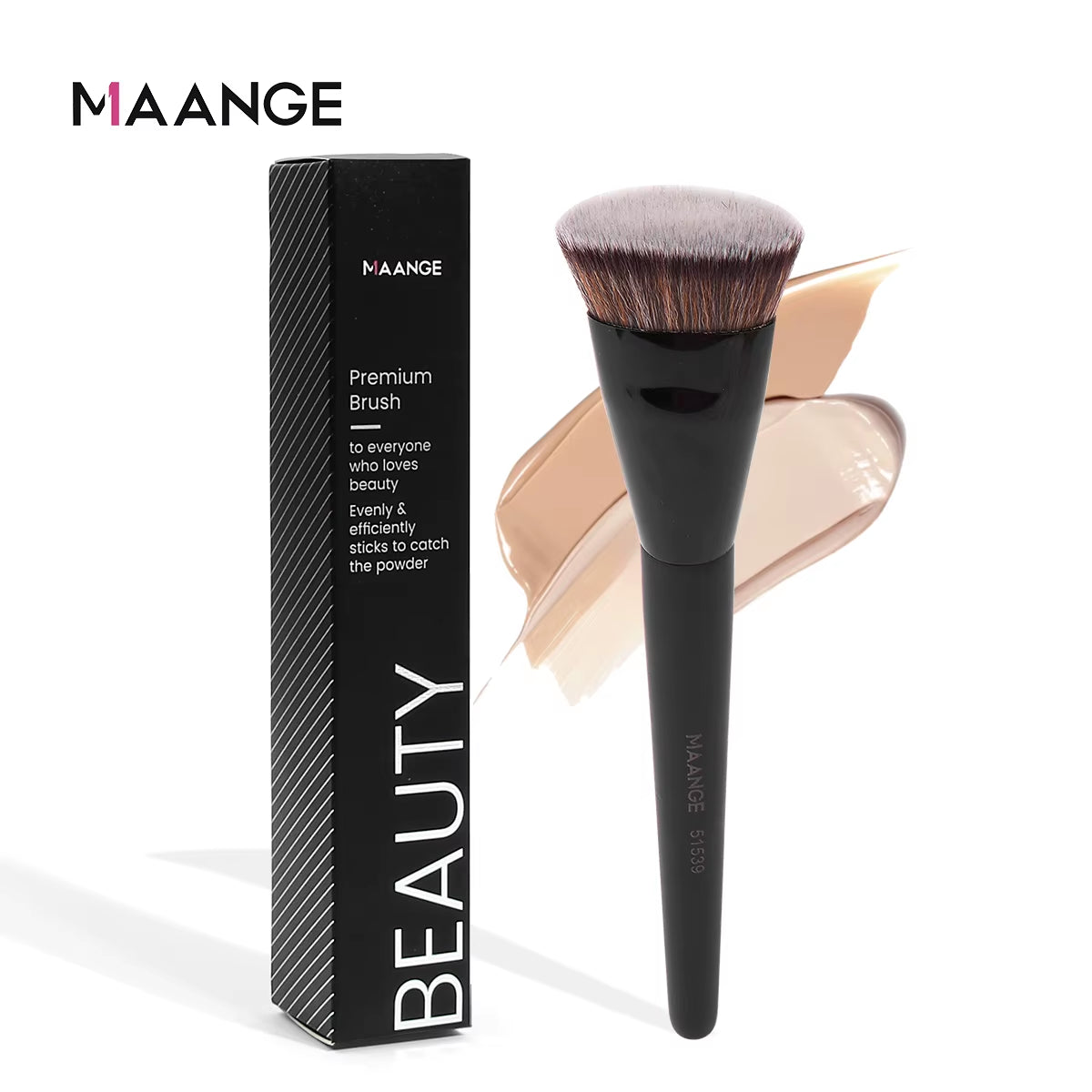 Single Flat round Tube Flat Head Foundation Brush with Box Powder Blush Concealer Makeup Brush Skin-Friendly Makeup Tool