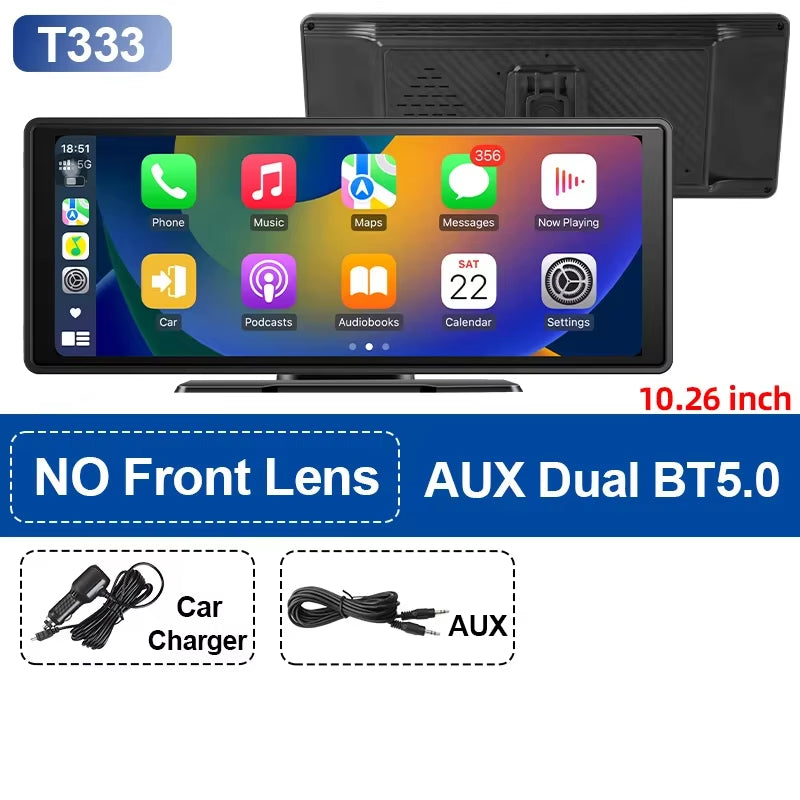 10.26'' Universal Portable Carplay Car Screen Wireless Carplay Screen Wireless Car Stereo Carplay Android Auto Car Touchscreen