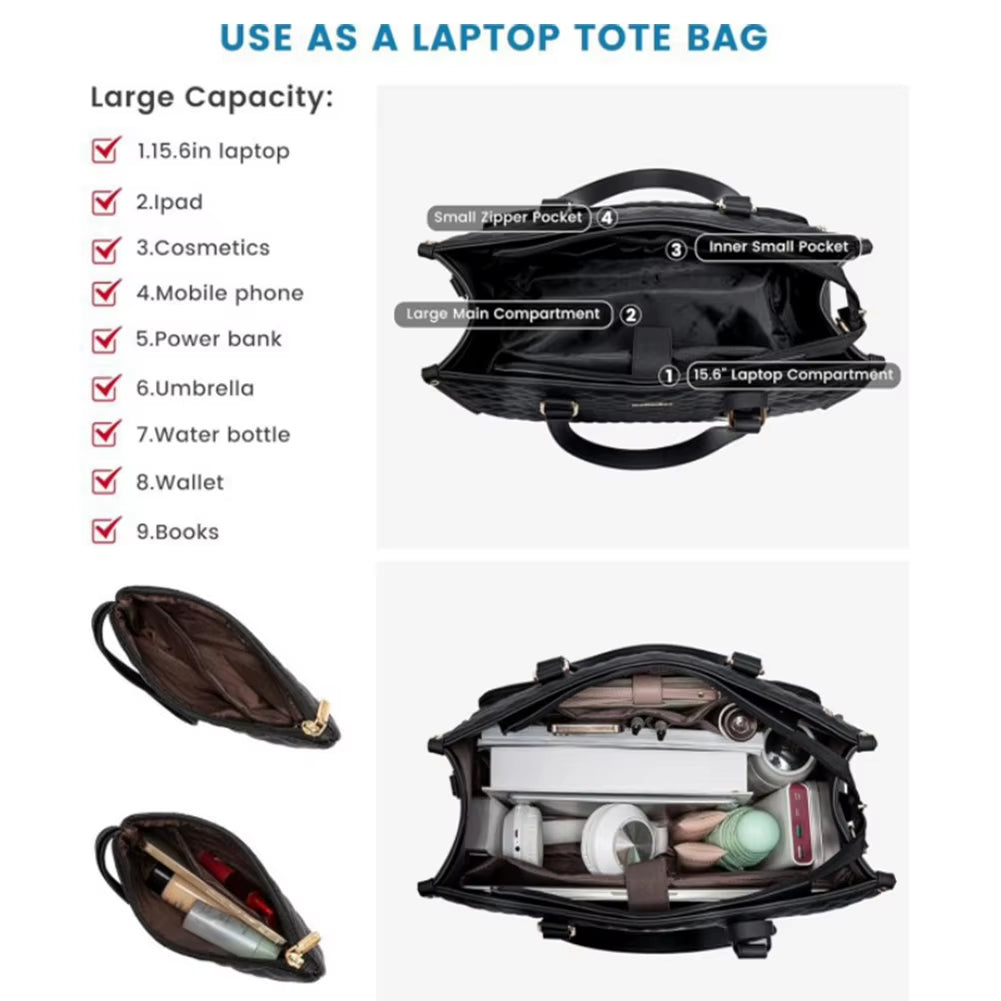 Lunch Bag for Women 15.6 Inch 2-In-1 Lunch Tote Bag Combo Laptop Bag Multipurpose Large Capacity Bag for Outdoor Camping