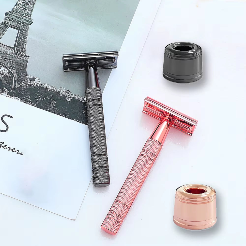 06TS Double Edge Safety Razor Popular Manual Wet Shaving Classical Shaver for Men & Women with 5 Platinum Blade